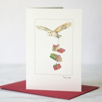 Owl and Presents Christmas card