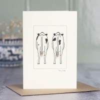 Cows black and white card