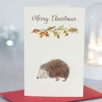 Mini Hedgehog and festive branch card