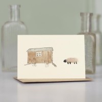 Mini Sheep and shepherd's hut card