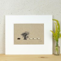 Sheep 4 and oak tree print