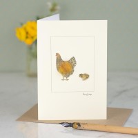 Gold laced wyandotte & chick card