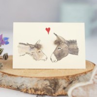 Mini Donkeys in love card