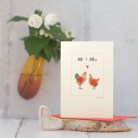 Cockerel and hen Mr and Mrs card
