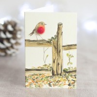 Mini Robin on a fence card