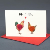 Mini Cockerel and Hen Mr & Mrs card