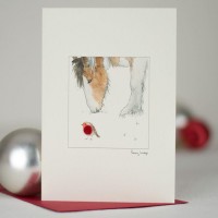 Horse and robin Christmas card