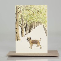 Mini Border Terrier in avenue card