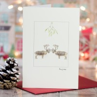 Reindeer and Mistletoe Christmas card