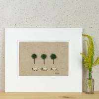 Sheep and 3 pompom trees print