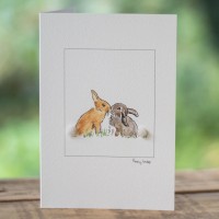 Rabbits Kissing card