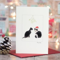 Black and white cats Christmas card