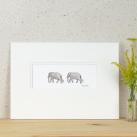 2 Elephants print