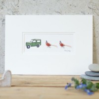 Pheasants and Land Rover print