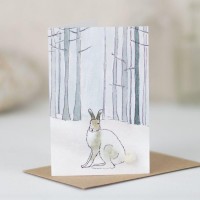 Mini Hare Arctic in woodand card