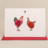 Mini Cockerel and hen in love card
