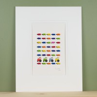 Limited Edition Print of Bright Sheep and Bright Tractors print