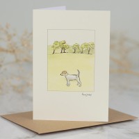 Jack Russell by 6 trees card