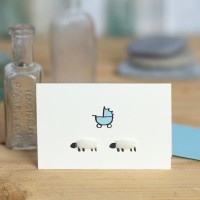 Mini Sheep and blue pram card