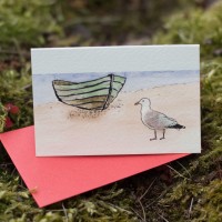 Mini Seagull and fishing boat card