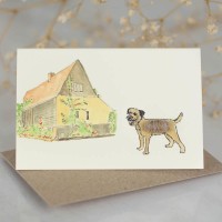 Mini Border Terrier by barn card