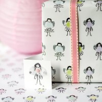 Gift wrap Fairy - single folded sheet and tag