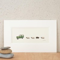 Land Rover And 4 Sheep print