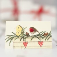 Mini Robin on mantelpiece card