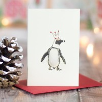 Mini Penguin in crown card