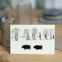 Mini Sheep and ink treeline card