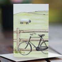 Mini Sheep and bicycle card