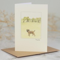 Border terrier by 6 trees card