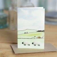 Mini Sheep and landscape card