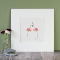 Flamingos in love print