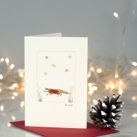 Fox under stars Christmas card