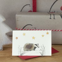 Mini Badger under the stars Christmas gift card